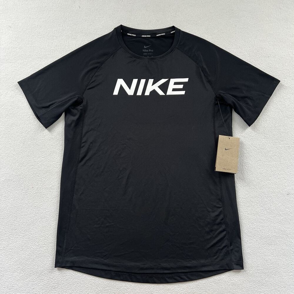 NWT Nike Black Dri-Fit Pro Short Sleeve Tee Shirt Boys Training DM8528 Kids XL